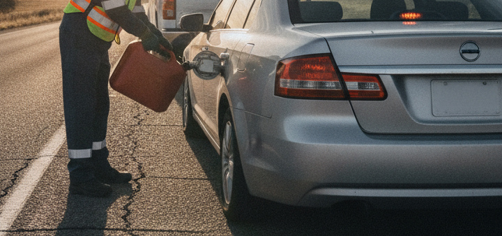 roadside assistance fuel delivery for vehicles